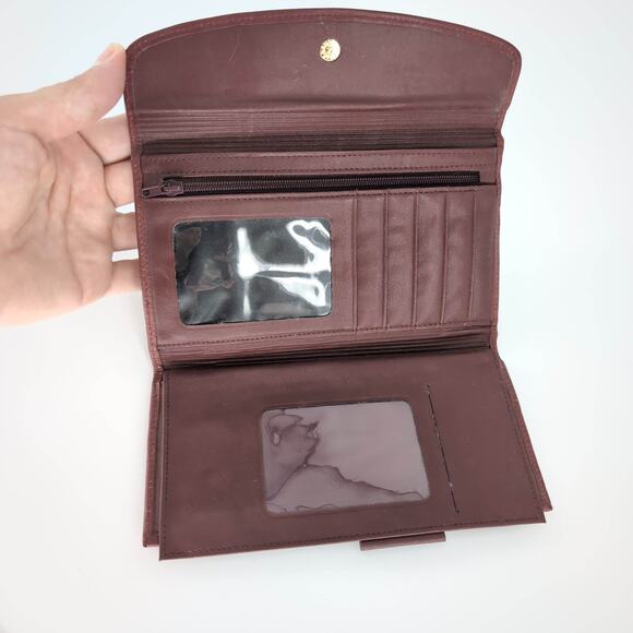Vintage Buxton Burgundy Brown Cashmere Cowhide Leather Wallet & Coin Purse - GUC - Picture 5 of 10